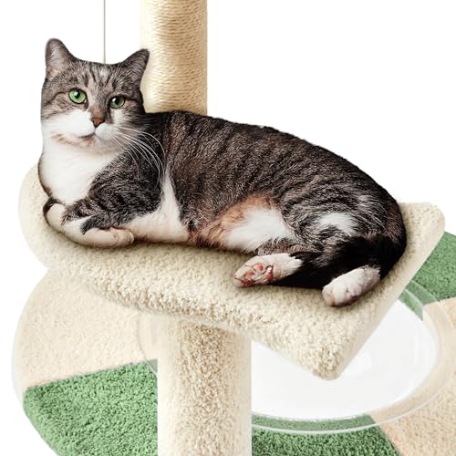 Cat Tree 35.5in Cat Tower for Indoor Cats (Army Green/Beige)