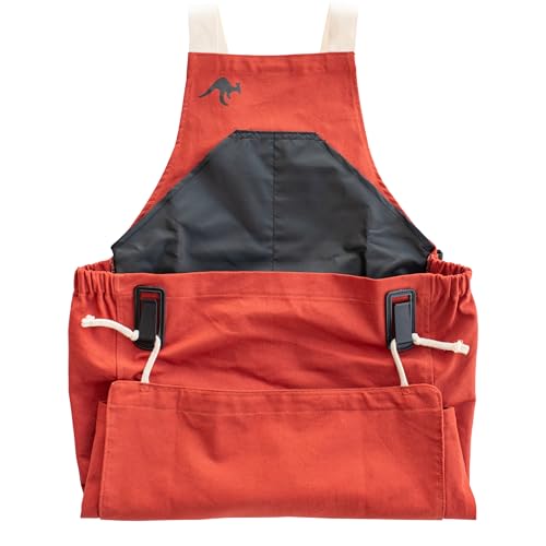 Roo Gardening Apron with Pockets for Women & Men (Roo-full Size / Barnyard Red)