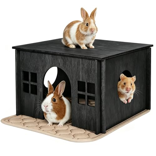 Wooden Guinea Pig Hideout (Walnut Style 1 / Medium)