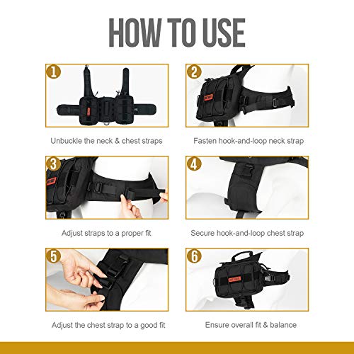 Dog Backpack for Medium & Large Dogs (Black / Large)