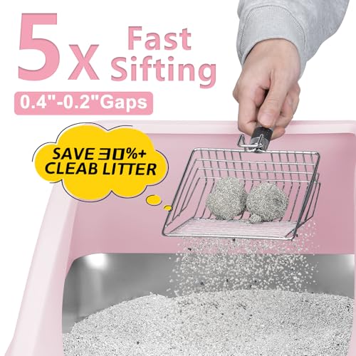Stainless Steel Litter Box (Cute Pink / X-Large)