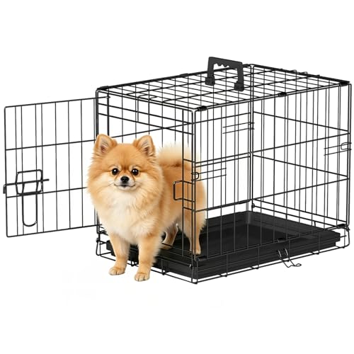 18" Foldable Metal Dog Crate (Black)