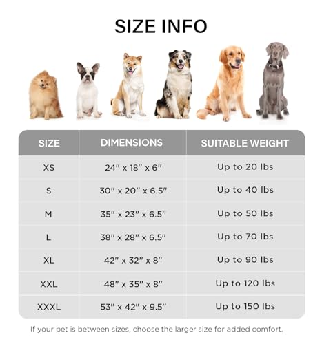 Orthopedic Dog Bed for Large Dogs (Grey / 38.0"L x 28.0"W x 6.5"Th)