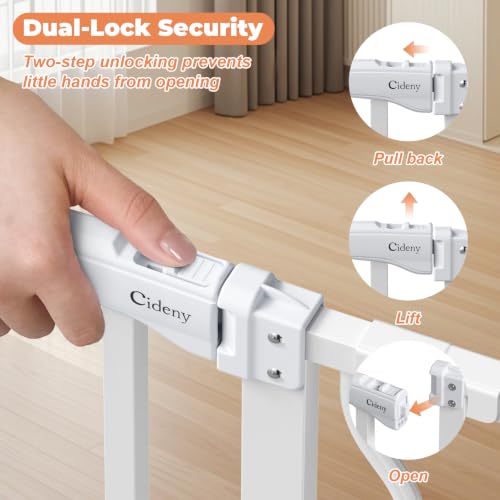 34" Tall Baby Gate No Drilling (White / 29-51"Wide, 34"Tall)