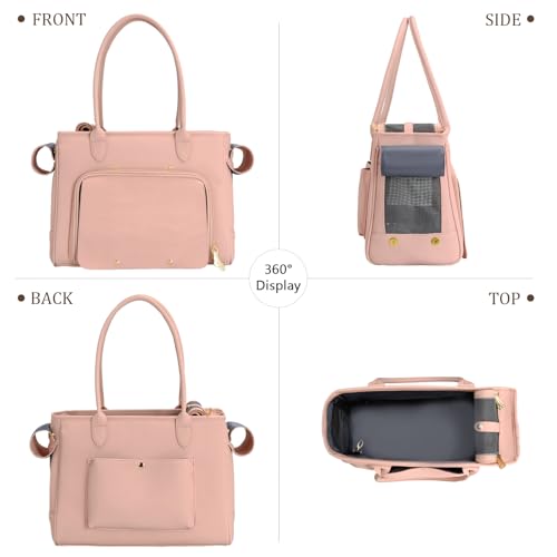 Fashion Pet Carrier Purse for Small Cat and Dog (Pink / 15.8"L x 7.5"W x 11.8"H)