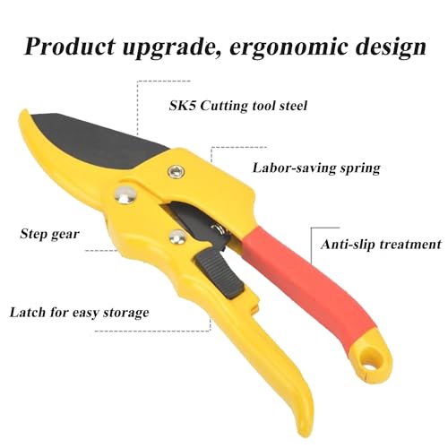 Premium 8 inch garden clippers (Red/Yellow)