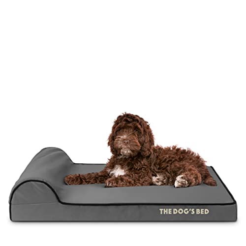 The Dog’s Bed Orthopedic Memory Foam Dog Bed with Headrest Medium 3 (Grey with Black Trim / M (34"L x 22"W x 3"Th))