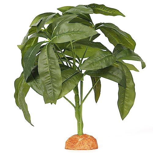 Fake Green Money Tree Reptile Plant Terrarium Decor for Gecko Tank (M-fake Green Money Tree Plant)