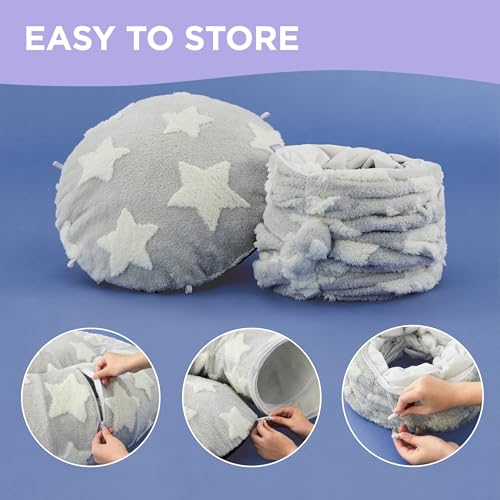 Lesure Donut Cute Jacquard Cat Tunnel Bed Kitten Toys for Puppy Bunny (Standard (33.5"L x 33.5"W x 10"H) / Galaxy Grey)
