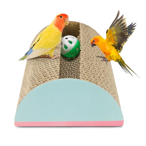 Parrot Cardboard Toy with Jingle Bells Bird Cage Perches Toy for Small to Regular Parrot Toys Bird Amazon (MEDIUM size)