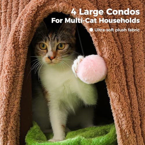 68.5" Forest Cat Tree Tower with 4 Condos & Flower Top Bed (Brown / 68.5" Forest Cat Tree)