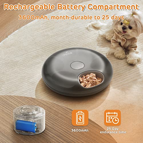 Donut Frost 6 Meal Cordless Automatic Pet Feeder (Classic Black)