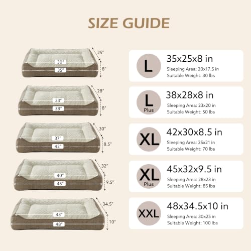 XL Orthopedic Dog Bed for Large Dogs (XL Plus(45"L x 32"W x 9.5"Th) / Beige)