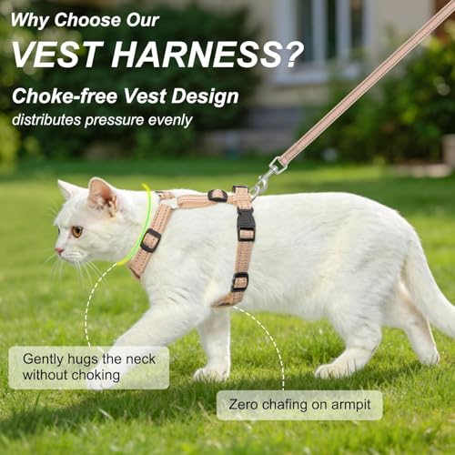 Cat Harness and Leash Set (Beige / M (Chest: 12 - 19"))