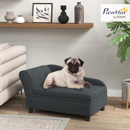Luxury Fancy Dog Couch with Hidden Storage (Dark Gray)