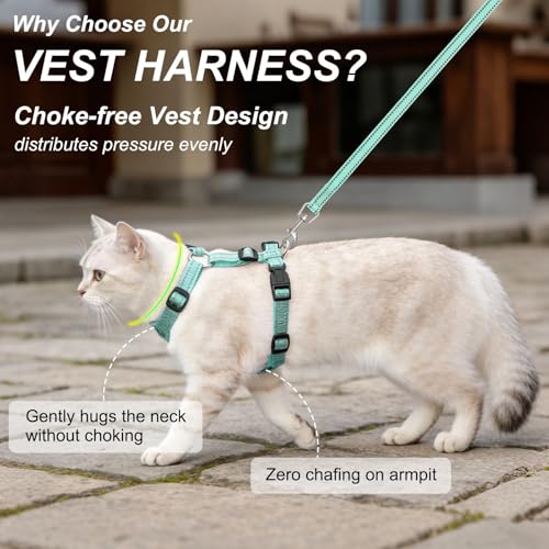 Cat Harness and Leash Set (Leaves Green / S (Chest: 11 - 16"))