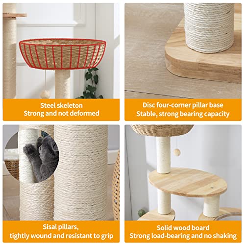 59 Inch Modern Cat Tree Tower for Large Indoor Cats