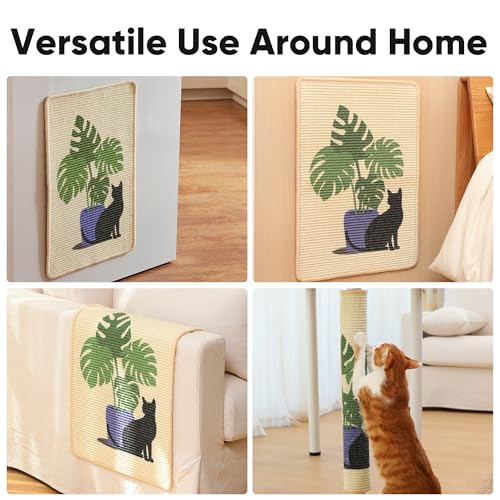 Sisal Cat Scratching Mat (Monstera-23.6 x 15.7 Inch)