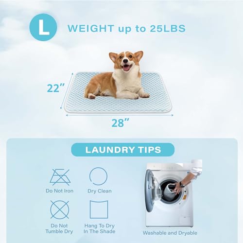 Dog Sleeping Pad & Pet Cooling Mat (28" x 22" / BlueWhite)