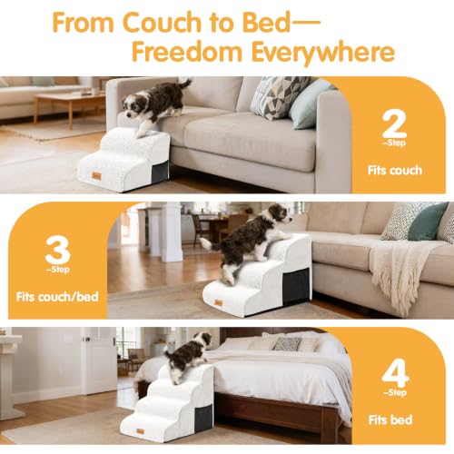 High Density Foam Pet Steps 2 Tiers (White / 15.7*15.7*11.8)
