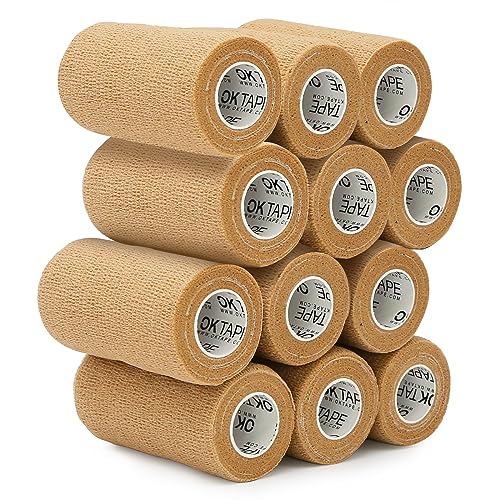 Self Adherent Cohesive Bandages Wrap 12Packs 3" x 5 Yards (Beige/Tan / 3 In x 5 Yards)