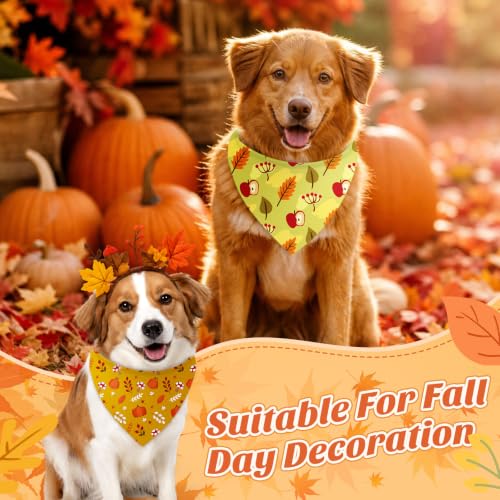 100 Pcs Fall Dog Bandanas Bulk Autumn Leaf Pumpkin Acorn Mushroom (Woodland Autumn / 25.6 x 17.7 x 17.7 Inch)