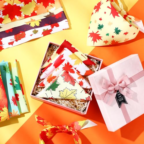 100 Pcs Fall Dog Bandanas Bulk Maple Leaf Print Autumn Pet Bandana (Maple / 25.6 x 17.7 x 17.7")
