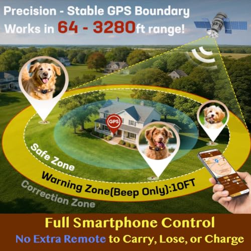 GPS Dog Collar Fence System with Free App (Brown)