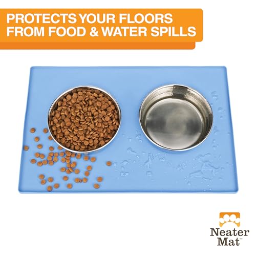 Neater Mat Pet Mats for Food and Water (32"L x 24"W / Light Blue)