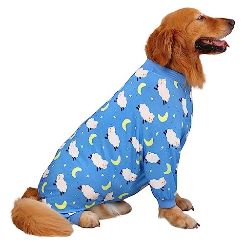 Dog Pajamas One Piece Light Comfy Pjs Pet Costume M (Large / Counting Sheep)