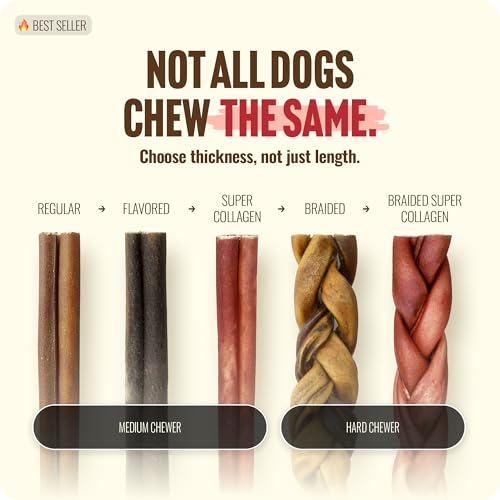 Peanut Butter Flavor Collagen Sticks for Dogs (6" Peanut - 15 Count)