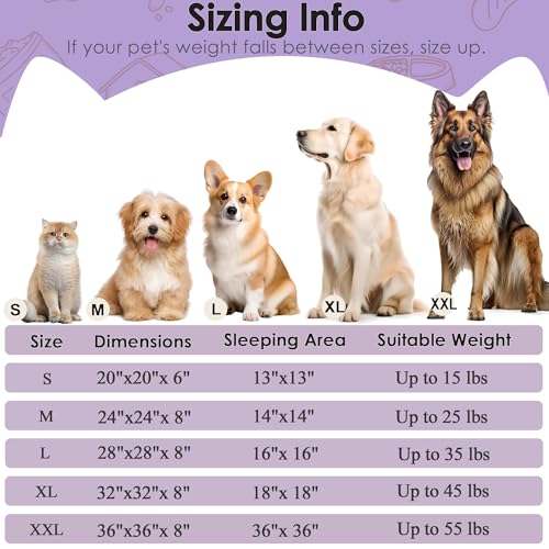 Dogs Bed for Small Dogs (Purple / 24.0"L x 24.0"W x 8.0"Th)