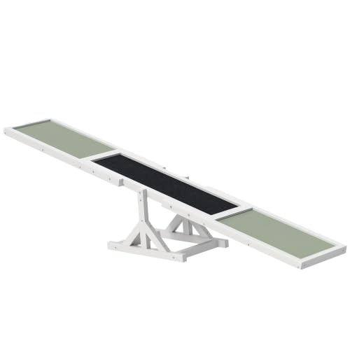 Wooden Dog Agility Seesaw for Exercise 71" L x 12" W x 12" H White (70.75" x 11.75" x 11.75" / White)