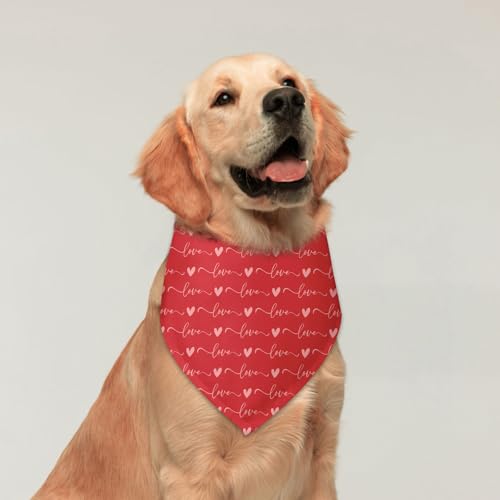 Love & Heart Dog Birthday Bandana Dog Birthday Gift Party Supplies Mother's Day Valentine's Day Pets Scarf for Small Medium Dogs & Cats (S)
