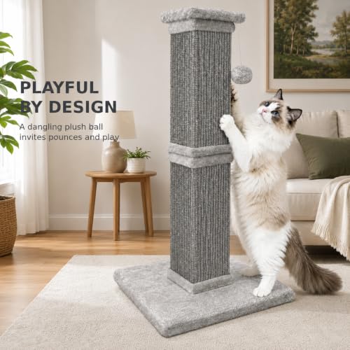 Vertical Cat Scratching Post for Indoor Cats (All Grey)
