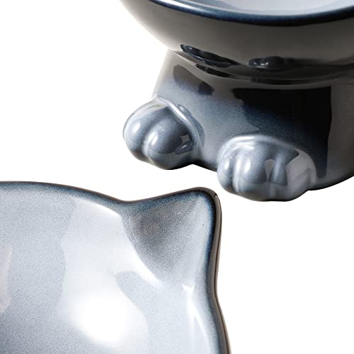 Elevated Cat Bowls (6.8 OZ+15.5 OZ / Gray)