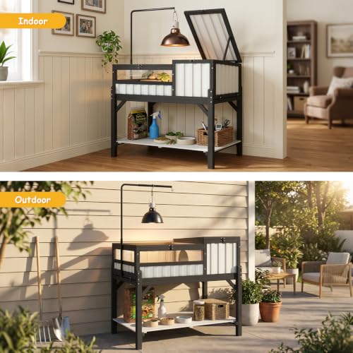 Tortoise Enclosure Indoor with Storage Shelf & Adjustable Light Stand (39"L x 22.8"W x 33.1"H)