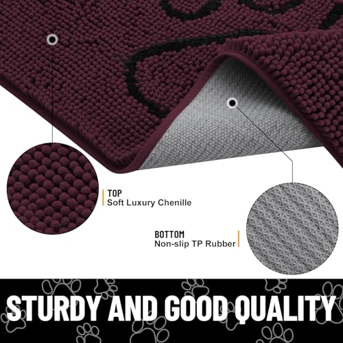 Dog Door Mat for Muddy Paws (36"X24" / Russet and Black)