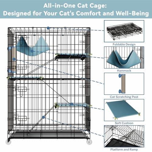 4 Tier Cat Cage Indoor (30.1"L x 18.7"W x 42.5"H)