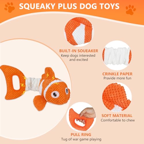 Squeaky Clownfish Dog Toy (Orange)