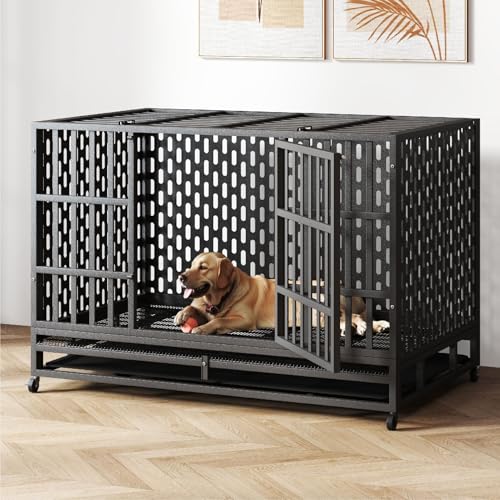 48 Inch Heavy Duty Indestructible Dog Crate (47.2"L x 29.7"W x 33.3"H / Black)