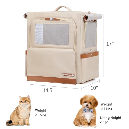 Cat Backpack Carrier for Large Cats (Champagne)