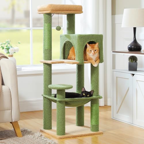 44.5" Cat Tree with Metal Hammock (Green / 44.5in)