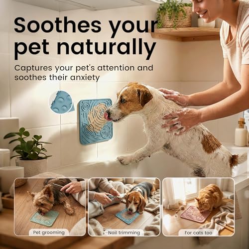 Lick Mat for Dogs&Cats (Dark Blue&Light Blue / 5.9"L x 5.9"W)