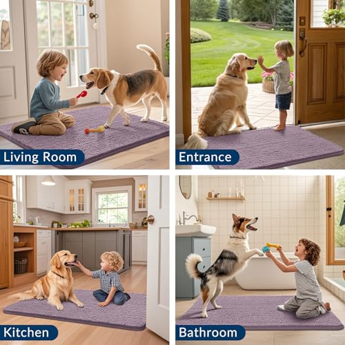 Dog Door Mat for Muddy Paws 59x35 (Deep Plum / 59"X35")