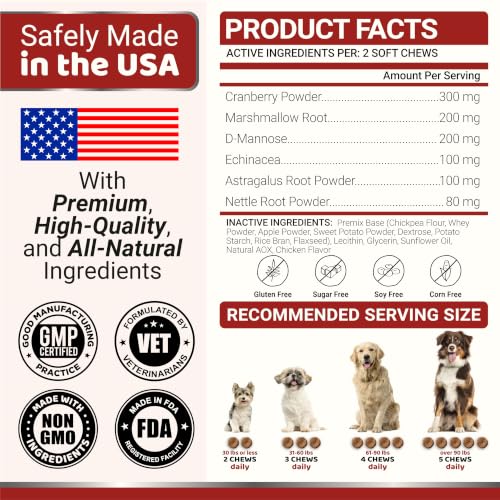 Cranberry Supplement for Dogs (Urinary & Bladder Multivitamin / 170 Chews)