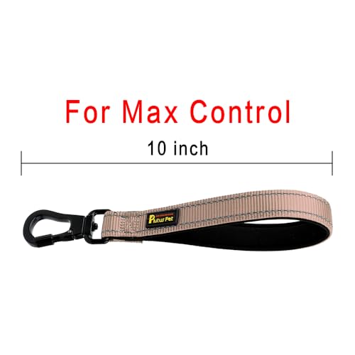 Short Dog Leash with Padded Handle for Medium Large Dogs (Beige / 10 Inch (Pack of 1))