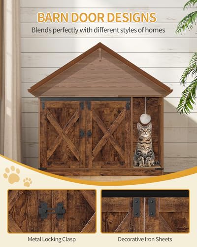 Cat Litter Box Enclosure (39.4"L x 21.7"W x 24.8"H / Rustic Brown and Black)