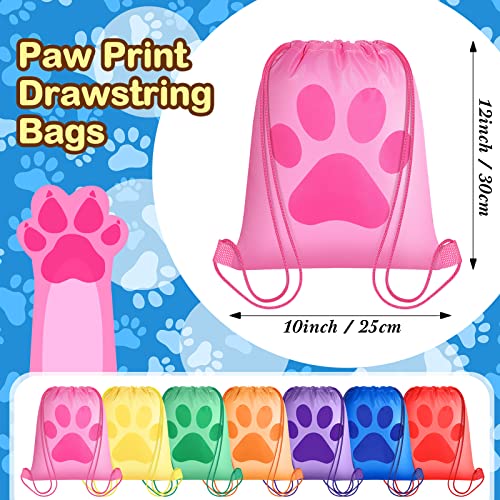 14 Pcs Paw Print Drawstring Bags Bulk