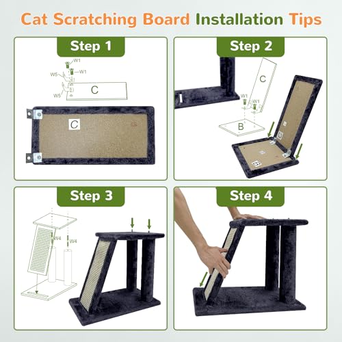 Maine Coon Cat Tower for Indoor Adult Cats (Dark Grey / 50 inch)